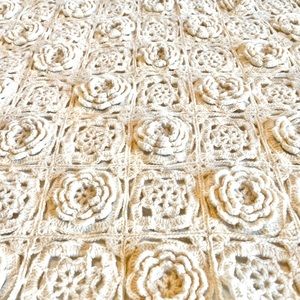Handmade w/love and roses crochet Boho  Blanket